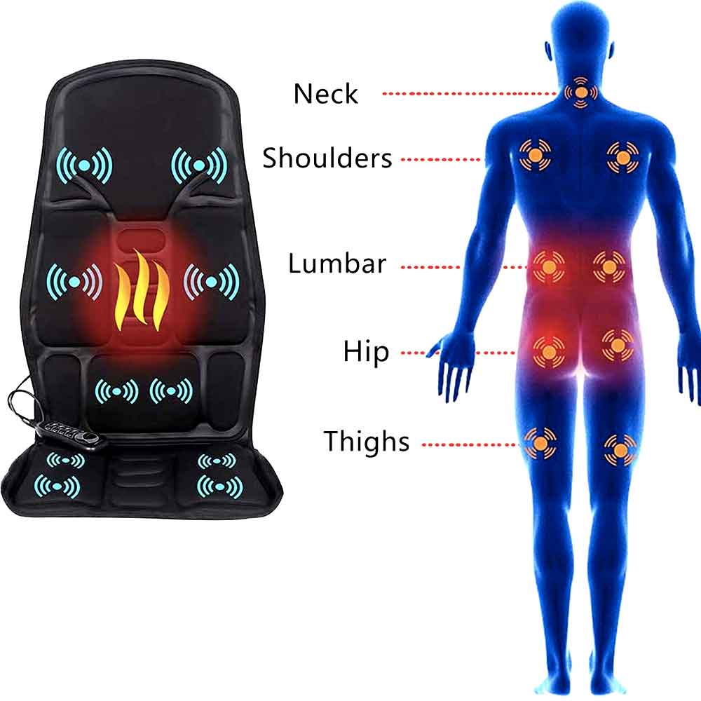 8 Mode Massage Chair Pad With Heated Back Neck Massager For Car And Home Seat Black Electric Car Massager